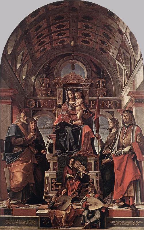 MONTAGNA, Bartolomeo Madonna and Child Enthroned with Saints sg oil painting image